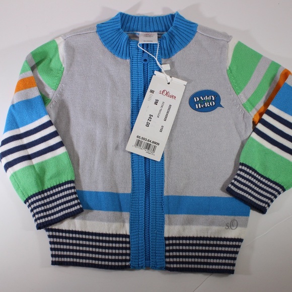 S. OLIVER Boys Striped Cardigan Sweater Full Zip “Daddy is my Hero” 9 Months NWT - Picture 6 of 6